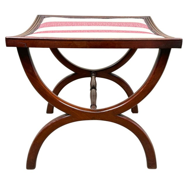 Hollywood Regency Regency Mahogany Curule Stool, 1810s For Sale - Image 3 of 11
