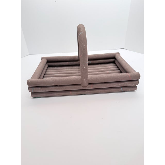 1980s Vintage Karl Springer Matte Bisque Porcelain Basket Centerpiece For Sale - Image 5 of 15