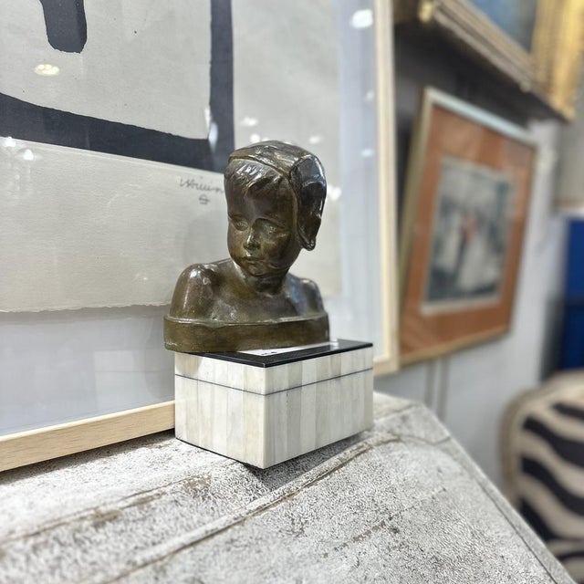 Marie-Anne Crannrey Franceschi, Bust of a Boy, Early 20th Century, Bronze For Sale - Image 3 of 18