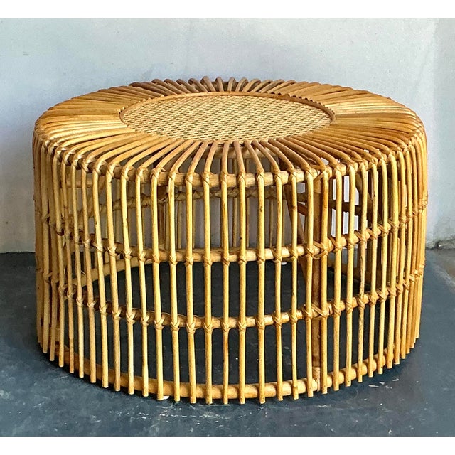 Early 21st Century Vintage Boho Spike Rattan Coffee Table For Sale - Image 5 of 8
