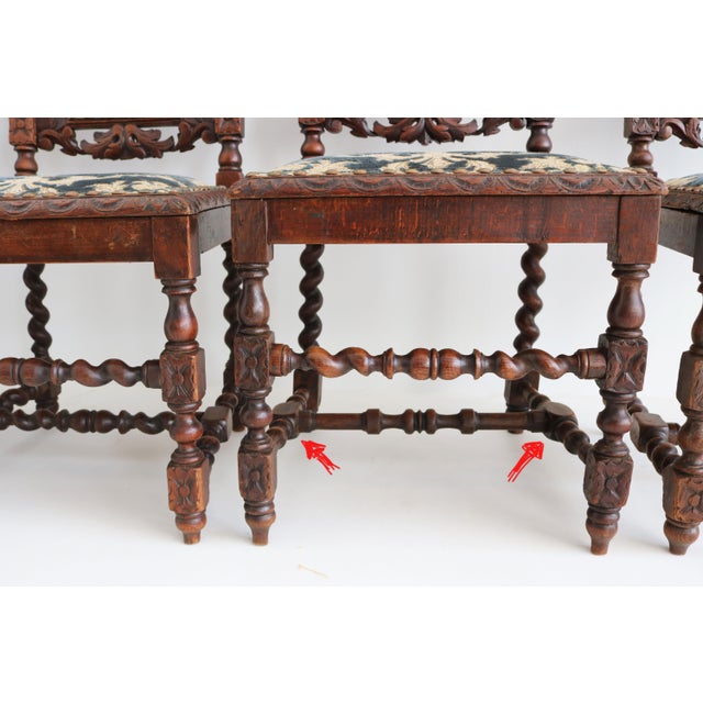 Wood 19th Century Renaissance Revival French Barley Twisted Chairs in Oak, 1870, Set of 4 For Sale - Image 7 of 12