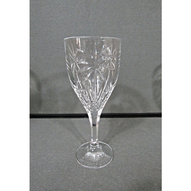 1990s Shannon Godinger South Beach Crystal Palm Wine/Water Goblets 8” - Set of 4 For Sale - Image 4 of 8