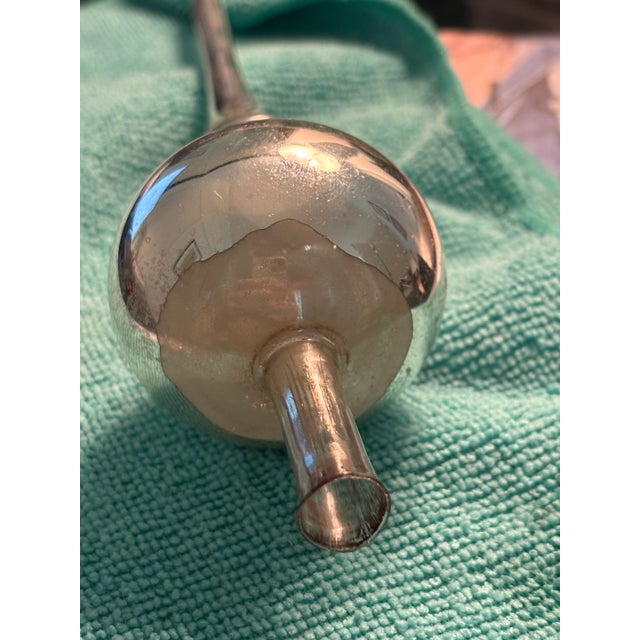 Antique Blown Mercury Glass Christmas Tree Topper With Metal Stand For Sale - Image 11 of 11