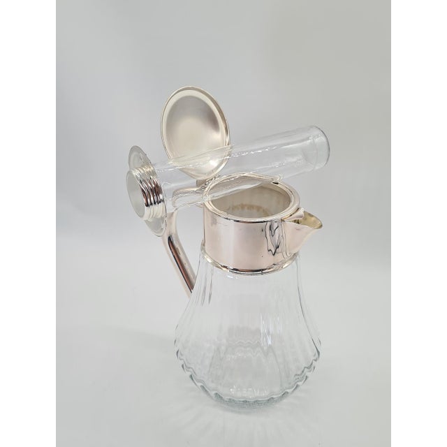 Silver Antique Glass Pitcher with Silver-Plated Mount, 1910s For Sale - Image 8 of 11