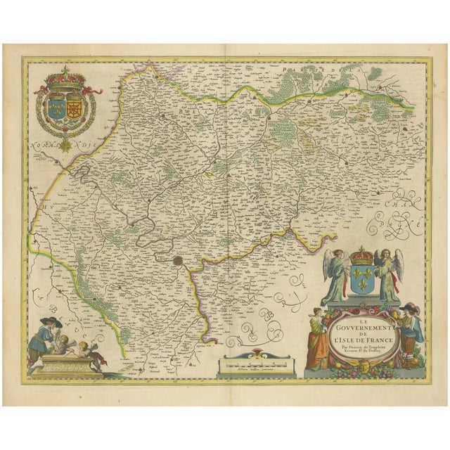 Map of Paris and Isle De France by Templeux, 1650 For Sale