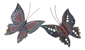 Mid-Century Modern Handcrafted Butterfly Wall Lights in Metal, 1970s, Set of 2