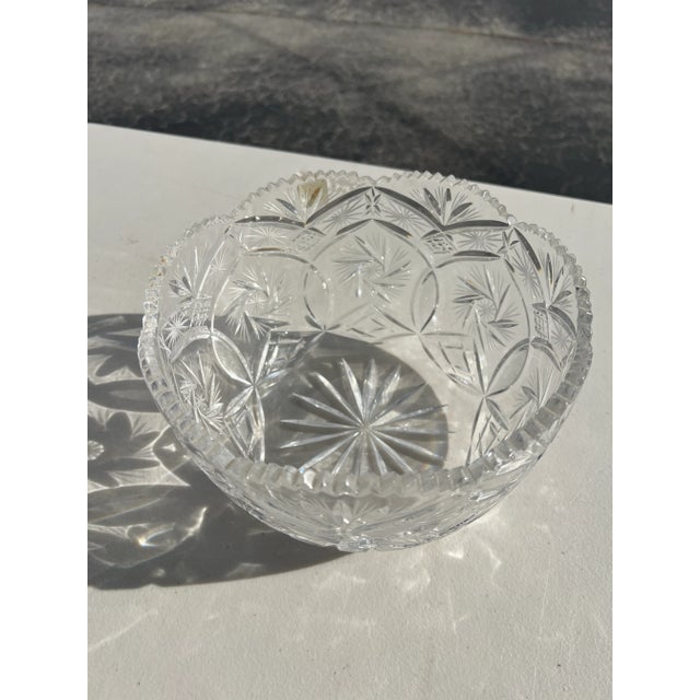 Vintage Cut Crystal Bowl Marked Fifth Avenue For Sale - Image 4 of 11