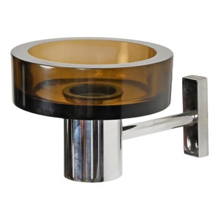 Vintage Bronze Glass and Chrome Ashtray by Flavio Poli Sconce for Seguso, Italy, 1960s For Sale