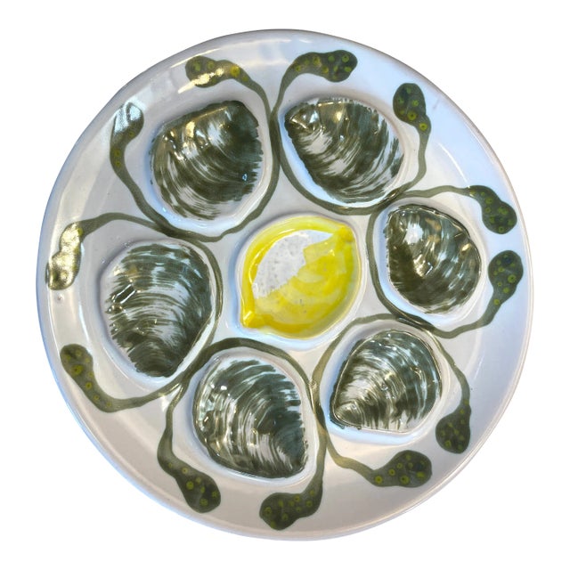 French 1950s French Oyster Plate From Pornic in Brittany For Sale