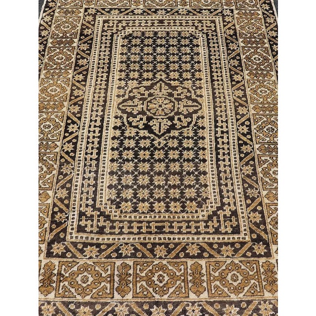 Tribal All-Over With Medallion Design Turkish Carpet in Shades of Brown and Cream 4'2"x6'3" For Sale - Image 3 of 10