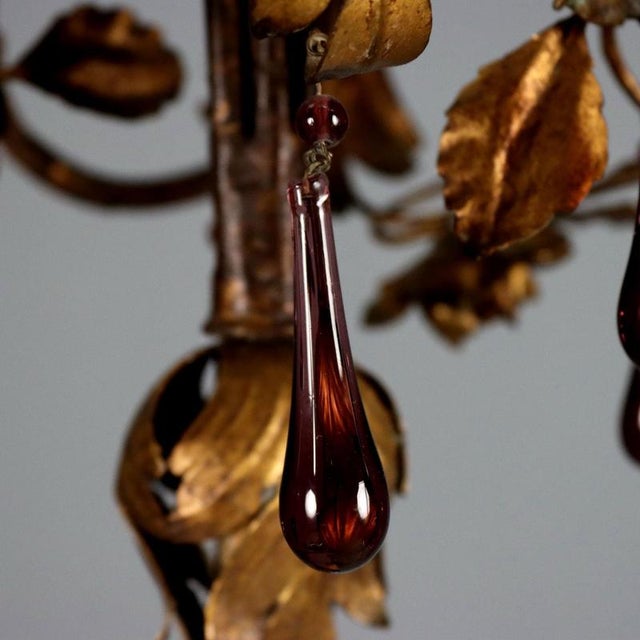 Metal 19th Century Antique Floor Lamp in Gilded Metal and Glass, Italy For Sale - Image 7 of 11