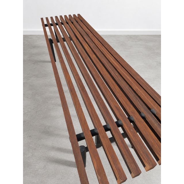 Wood Mid-Century Italian Teak Slatted Bench, 1960s For Sale - Image 7 of 9