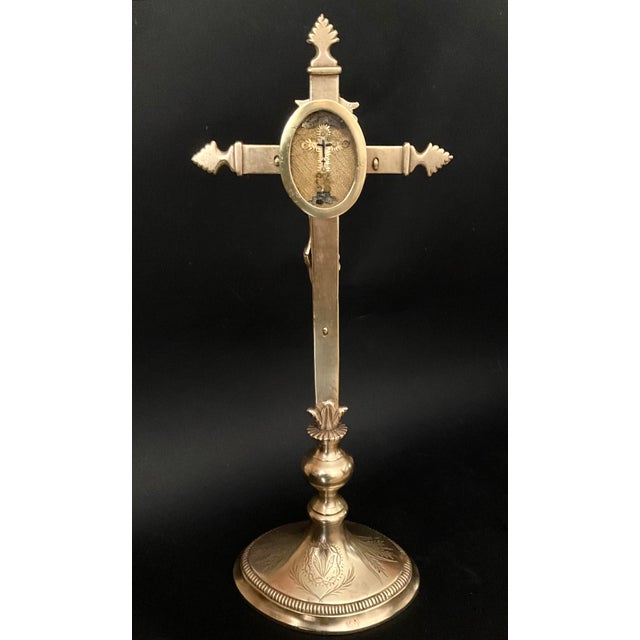 Antique french vera cruz reliquary crucifix, dating from the second half of the 19th century. the standing crucifix is...