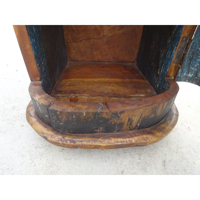 Blue Small Cabinet in Canoe Wood and Teak, 2000s For Sale - Image 8 of 18