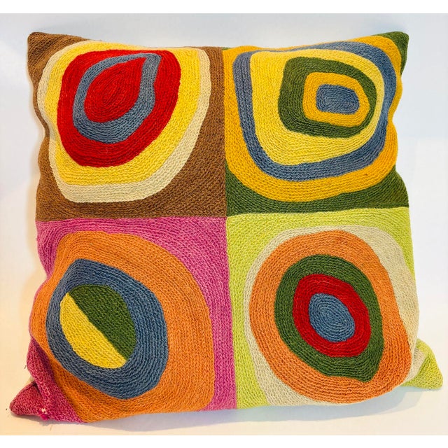 Organic Cotton Abstract Kandinsky Throw Pillow Farbstudie Quadrate For Sale - Image 9 of 12