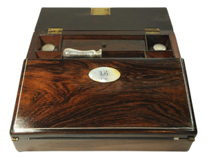 19th Century Rosewood Writing Slope with Inlay, Set of 5