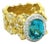 Stambolian 18k Gold Blue Zircon and Diamond Cocktail Ring, Size 8.75 For Sale