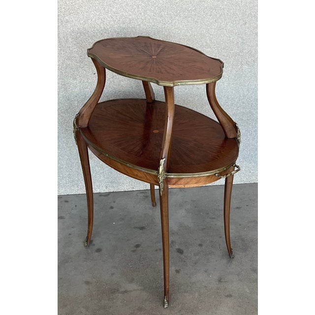 1920s French Mahogany Brass Two-Tier Side or Coffee Table For Sale - Image 5 of 13