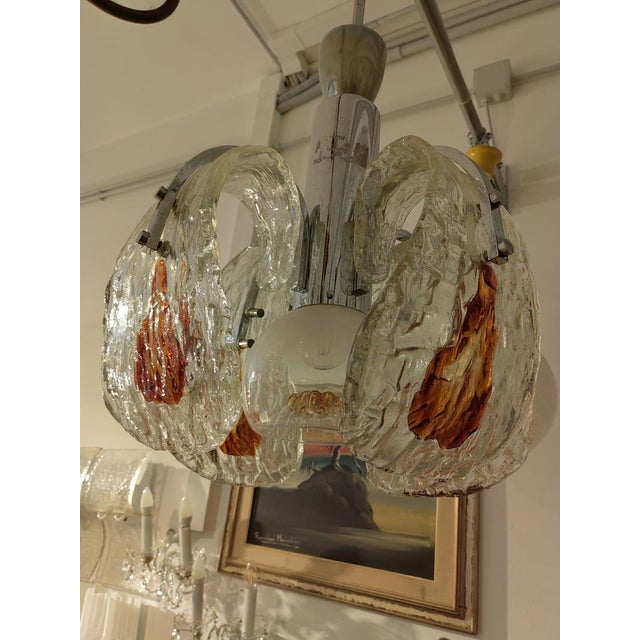 Chromed Steel Chandelier with Puffed Glass from Mazzega, 1970 For Sale - Image 11 of 18