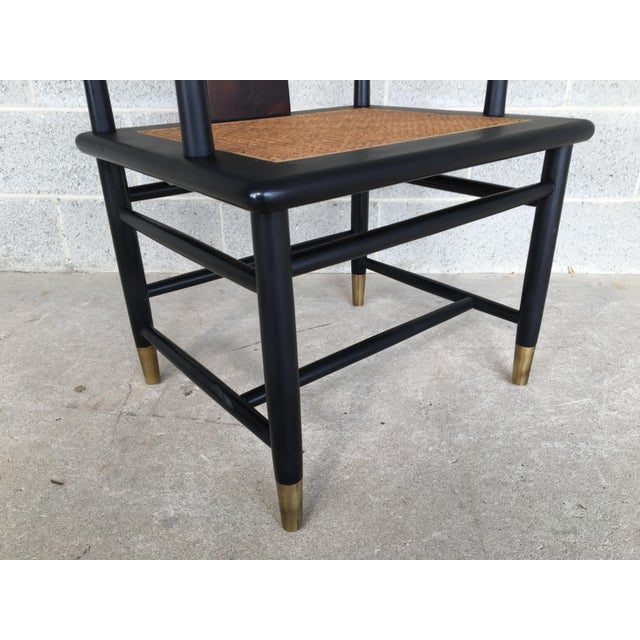 Henredon Style Ebonized Cane Bottom Accent Arm Chair Chairish