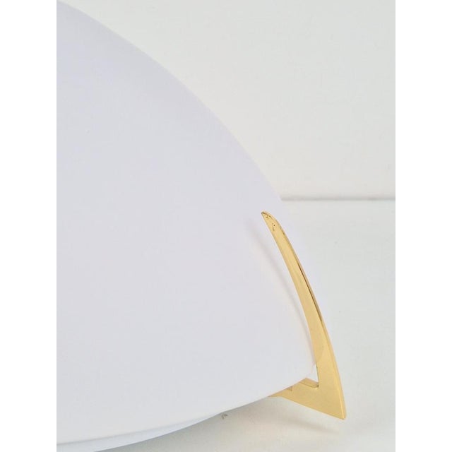 Metal Regency Brass & White Glass Ceiling Lamp, 1970s For Sale - Image 7 of 15