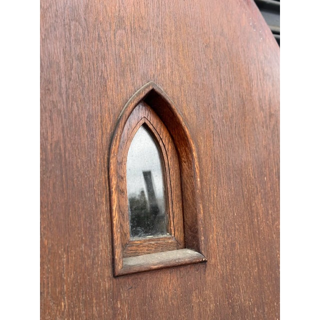 Brown 1920s Tudor Revival Pointed Arc Door With Original Bronze Hardware & Octagonal Decorative Knob For Sale - Image 8 of 12