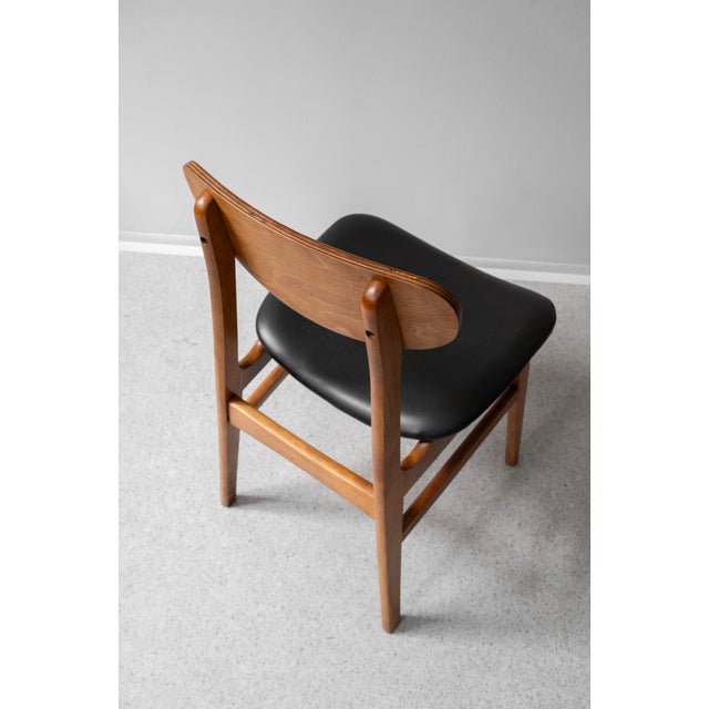 Black Mid-Century Danish Dining Chairs in Teak and Leather, 1960s, Set of 6 For Sale - Image 8 of 12