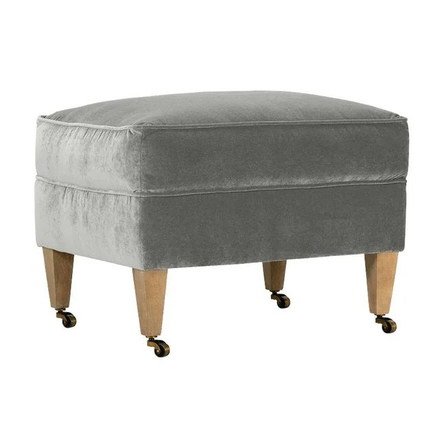 Dark Gray Alcott Ottoman, Seal Velvet For Sale - Image 8 of 8