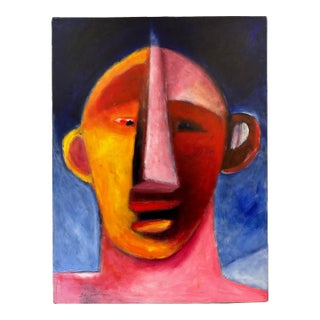 “Untitled” Acrylic Portrait on Canvas Portrait Painting by Judy Gittelsohn For Sale