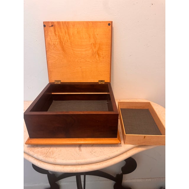 Wood David Whitaker Handmade Wooden Heritage Box, 2005, Figured Maple & Walnut Storage Box With Removable Tray For Sale - Image 7 of 12