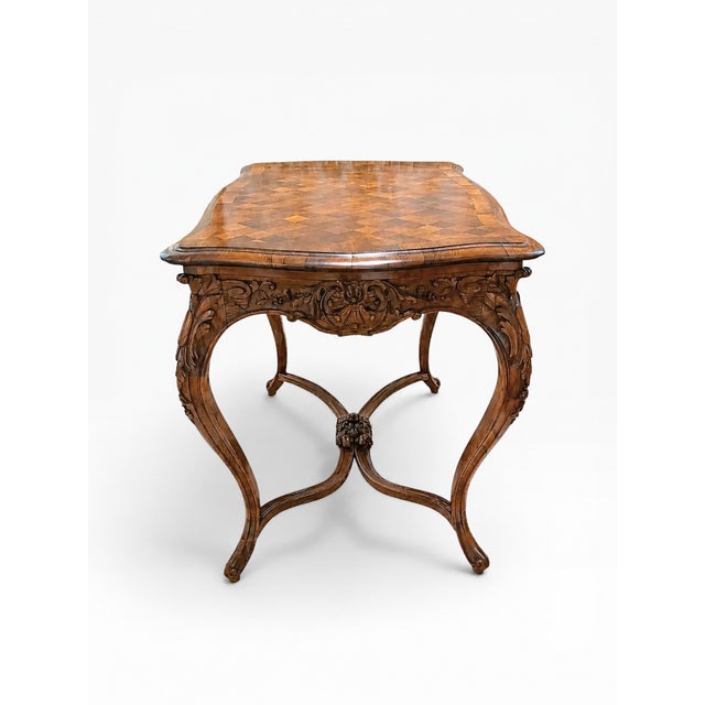 Late 19th Century Antique French Louis XV Style Carved Walnut Table – Handled by Camard France For Sale - Image 5 of 13