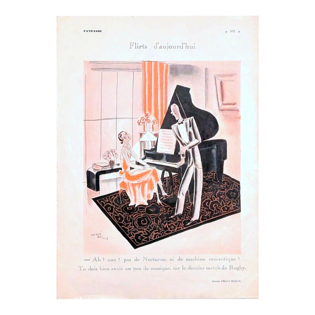 Hervé Baille "Flirts D'aujourd'hui" Fantasio 1930 Magazine Print For Sale