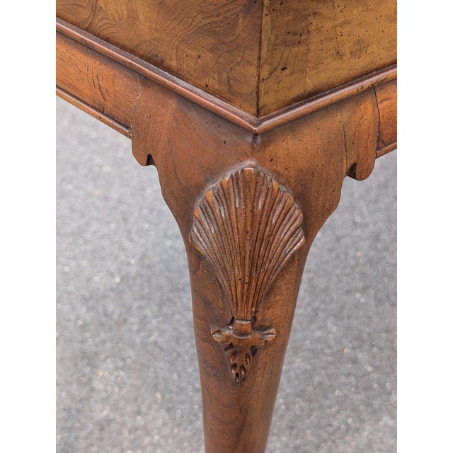 Mid 20th Century Burl Wood and Cherry Queen Anne Sofa/Console Table Attributed to Baker Furniture For Sale - Image 14 of 14