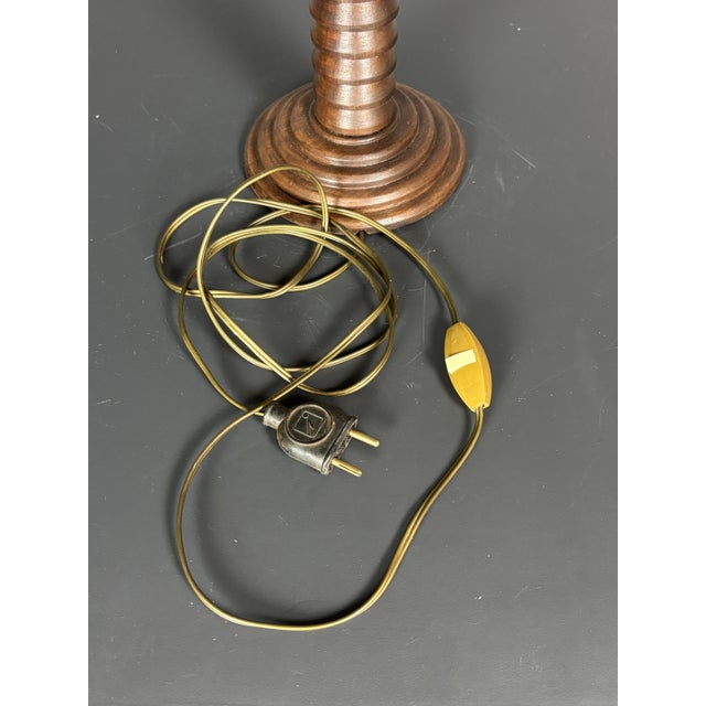 Brown Brutalist French Wood Turned Mushroom Table Lamp in the style of Charles Dudouyt, 1950s For Sale - Image 8 of 12