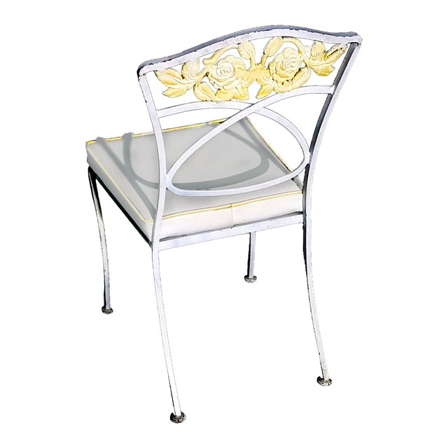 1950s O W Lee Co Normandy Rose Cast Iron Patio Table & 4 Matching