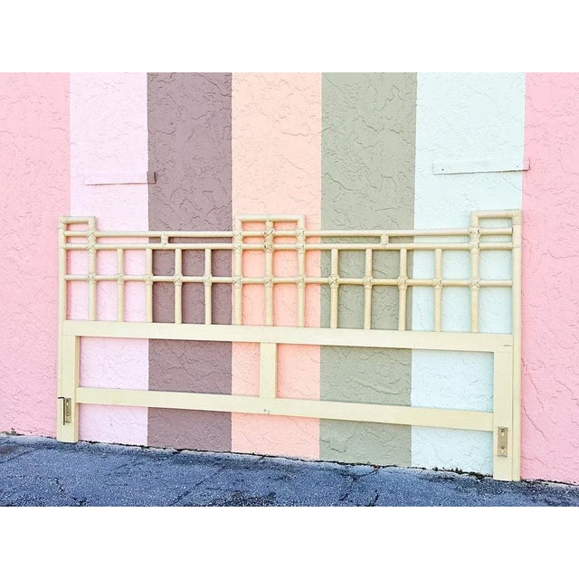 Ficks Reed 1970s Palm Beach Regency Ficks Reed Rattan King Headboard For Sale - Image 4 of 8