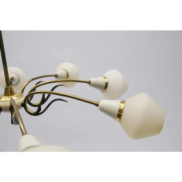 Gold 8-Light Sputnik Ceiling Lamp in the style of Arteluce, Italy, 1950s For Sale - Image 8 of 10