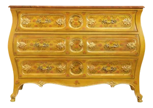 French Louis XV Style Vintage Hand Painted Bombe Commode Chest