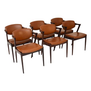 Vintage Danish Model 42 Dining Chairs by Kai Kristiansen, 1960, Set of 6 For Sale