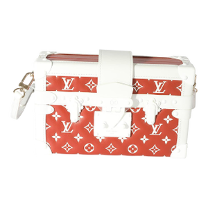 Terracotta & White Monogram Embossed Lambskin Petite Malle