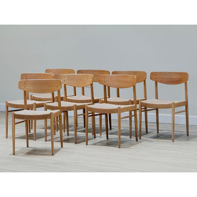 Model 501 Papercord Dining Chairs in Oak from A.M Møbler, 1960s, Set of 8 For Sale - Image 17 of 17
