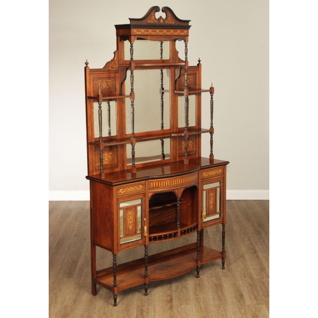 High Quality Antique Late 19th Century Rosewood Sideboard Mounted with Mirrored Curio Display