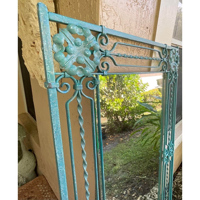 Antique Wrought Iron Gate Mirror – Repurposed Architectural Salvage For Sale - Image 12 of 15
