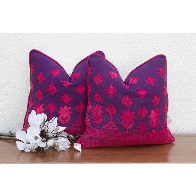 Textile Tava Embroidered Floral Pillow, Pair For Sale - Image 7 of 7