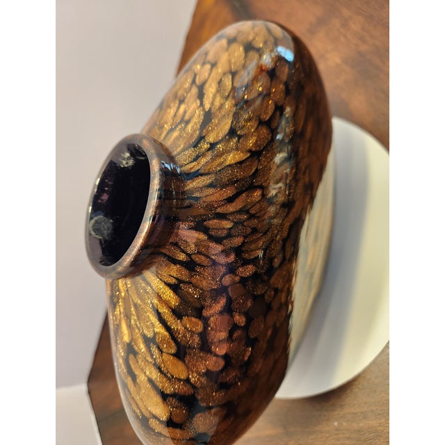 Large 10" Heavy Art Glass Scent Bottle/Decanter Gold Aventurine & Swirl Stopper For Sale In Dallas - Image 6 of 7