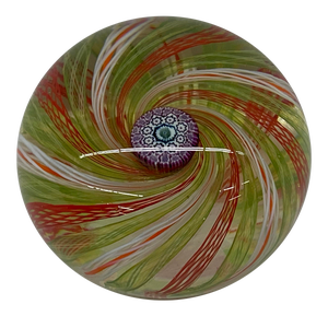 Vintage Perthshire Art Glass Paperweight - Swirl Pinwheel With Complex Millefiori - Crieff, Scotland