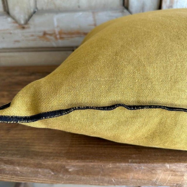 French Stone Washed Linen Accent Pillow With Insert For Sale - Image 4 of 6