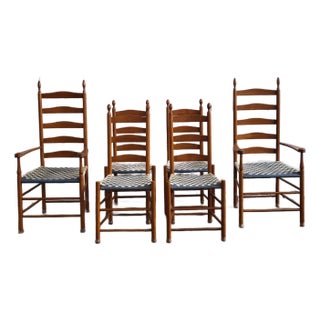1960s Set of 6 Maple Shaker Ladder Back Dining Chairs For Sale