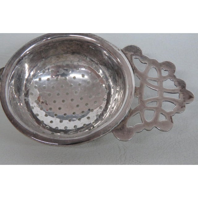 Silver 1920s Tea Strainer With Drip Stand Epns Silver Plate - 2 pcs For Sale - Image 8 of 13