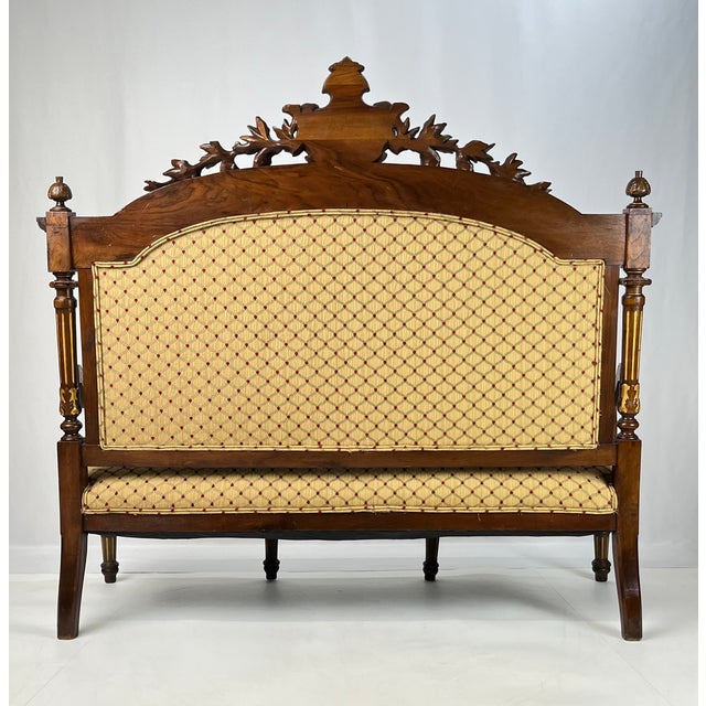 19th-Century Italian Renaissance Revival Carved & Gilt 3-Piece Parlor Suite – Settee & Armchairs For Sale - Image 9 of 18